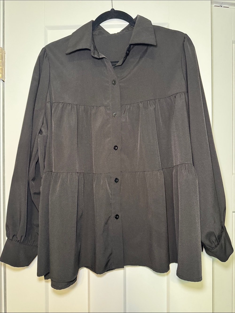 SHEIN Dark Gray Tiered Button-Down Shirt